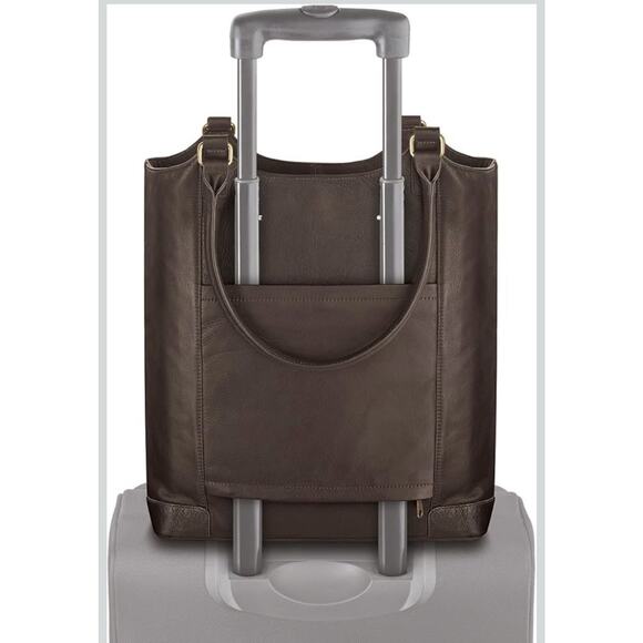 SOLO Premium Leather 16" LaptopTote - Espresso Business Executive/Teacher Bag - Picture 4 of 6